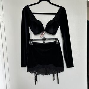 Victoria's Secret Black Velvet Lingerie Set